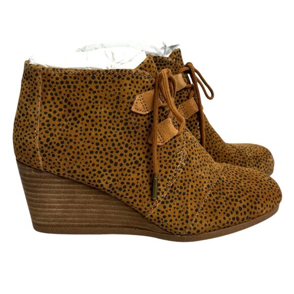 TOMS Women's Kala Desert Wedge Mini Cheetah Suede Bootie Size 7 NEW - Picture 4 of 12